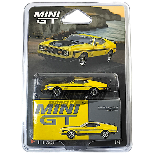 Mini GT Ford Mustang Mach1 Grabber Yellow Blister Packaging MGT01139 1/64 Diecast