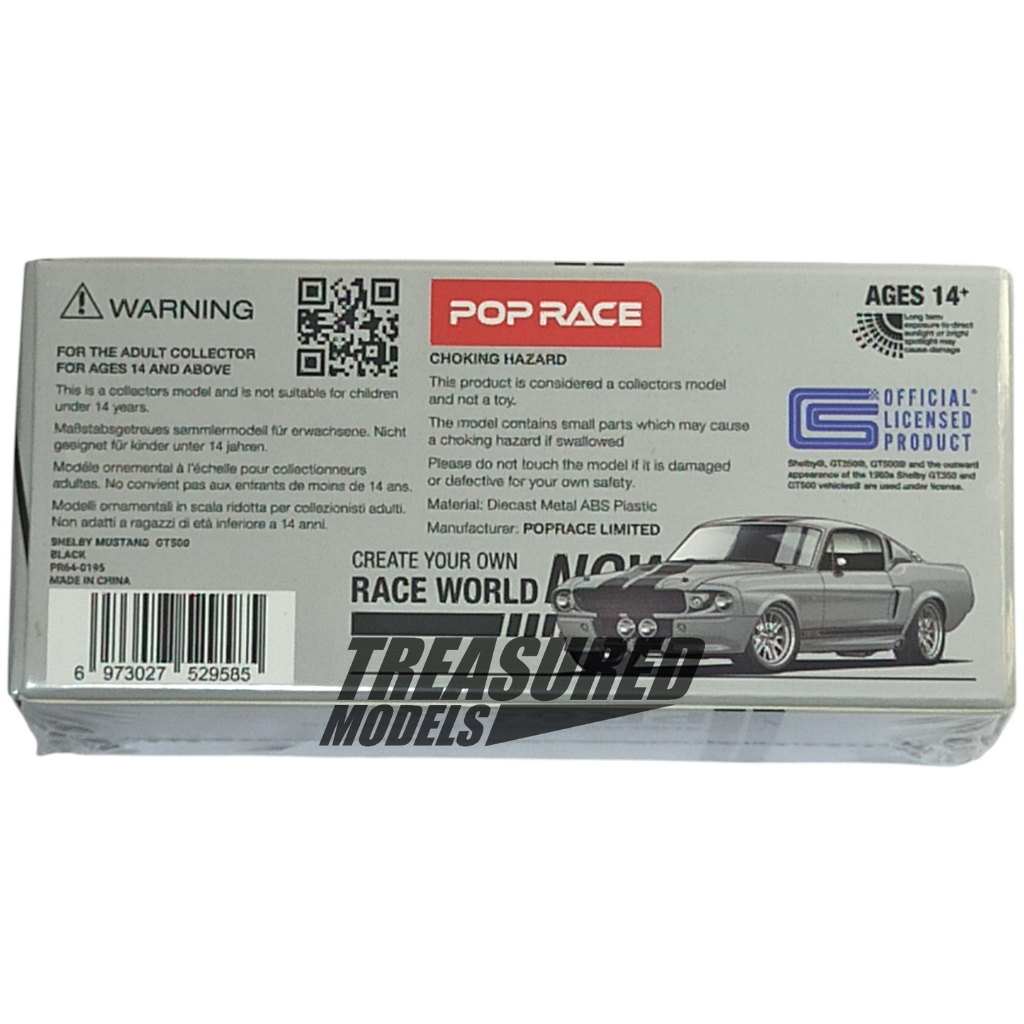 Pop Race Ford Shelby Mustang GT500 Black PR64-195 1/64 Die Cast
