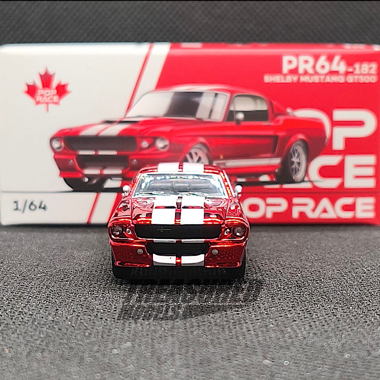 [Chase] Pop Race Ford Shelby Mustang GT500 Chrome Red Canada Exclusive PR640182 1/64 Diecast
