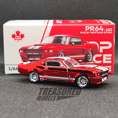 [Chase] Pop Race Ford Shelby Mustang GT500 Chrome Red Canada Exclusive PR640182 1/64 Diecast
