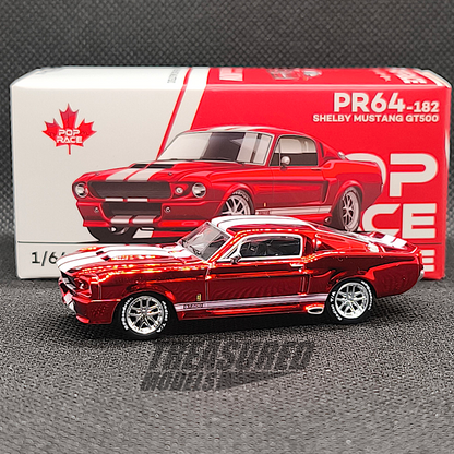 [Chase] Pop Race Ford Shelby Mustang GT500 Chrome Red Canada Exclusive PR640182 1/64 Diecast