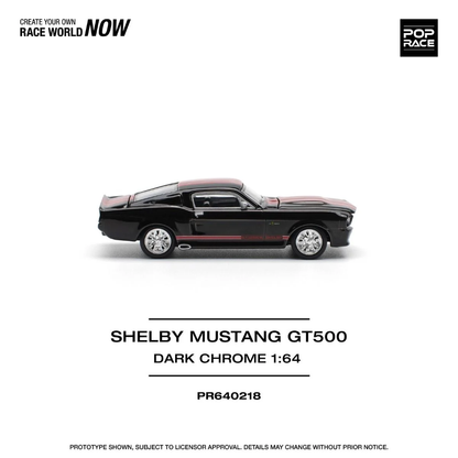 Pop Race Ford Shelby Mustang GT500 Dark Chrome PR640218 1/64 Diecast