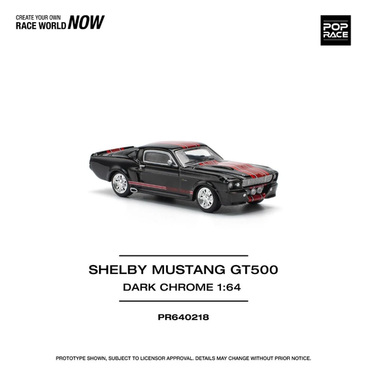 Pop Race Ford Shelby Mustang GT500 Dark Chrome PR640218 1/64 Diecast