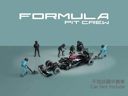 American Diorama Formula Pit Crew Figures – Team Black 6pcs Set AD2444 1/64 Diecast