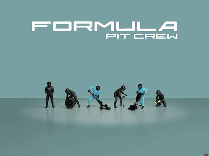American Diorama Formula Pit Crew Figures – Team Black 6pcs Set AD2444 1/64 Diecast