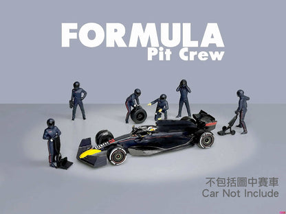 American Diorama Formula Pit Crew Figures – Team Blue 6pcs Set AD2442 1/64 Diecast