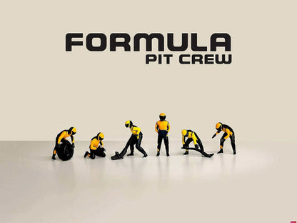 American Diorama Formula Pit Crew Figures – Team Orange 6pcs Set AD2441 1/64 Diecast