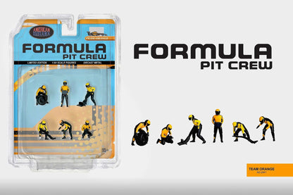 American Diorama Formula Pit Crew Figures – Team Orange 6pcs Set AD2441 1/64 Diecast
