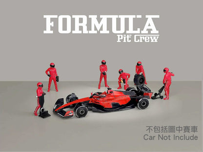 American Diorama Formula Pit Crew Figures – Team Red 6pcs Set AD2443 1/64 Diecast