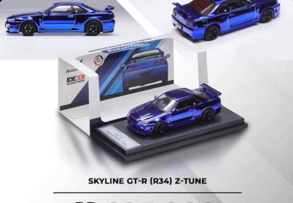 GCD Nissan Skyline GT-R R34 Z-Tune Blue Chrome IDE 2025 1/64 Diecast