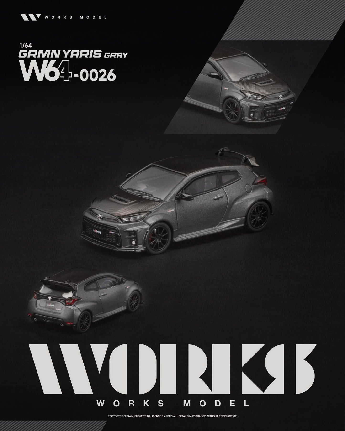[Pre-Order] Works Model GRMN YARIS GRAY W640026 1/64 Diecast