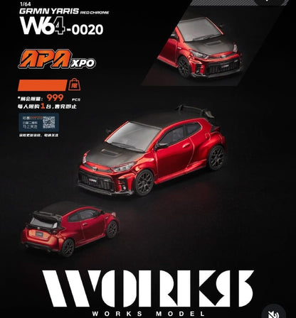 [APAxpo] WORKS MODEL GRMN YARIS RED CHROME APAxpo 2026 W640020 1/64 Diecast