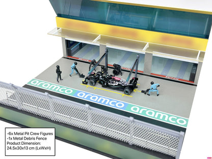American Diorama Grand Prix Paddock Diorama w LED Lights – Team Black (Include 6 Pit Crew Figures) AD2448GF 1/64 Diecast