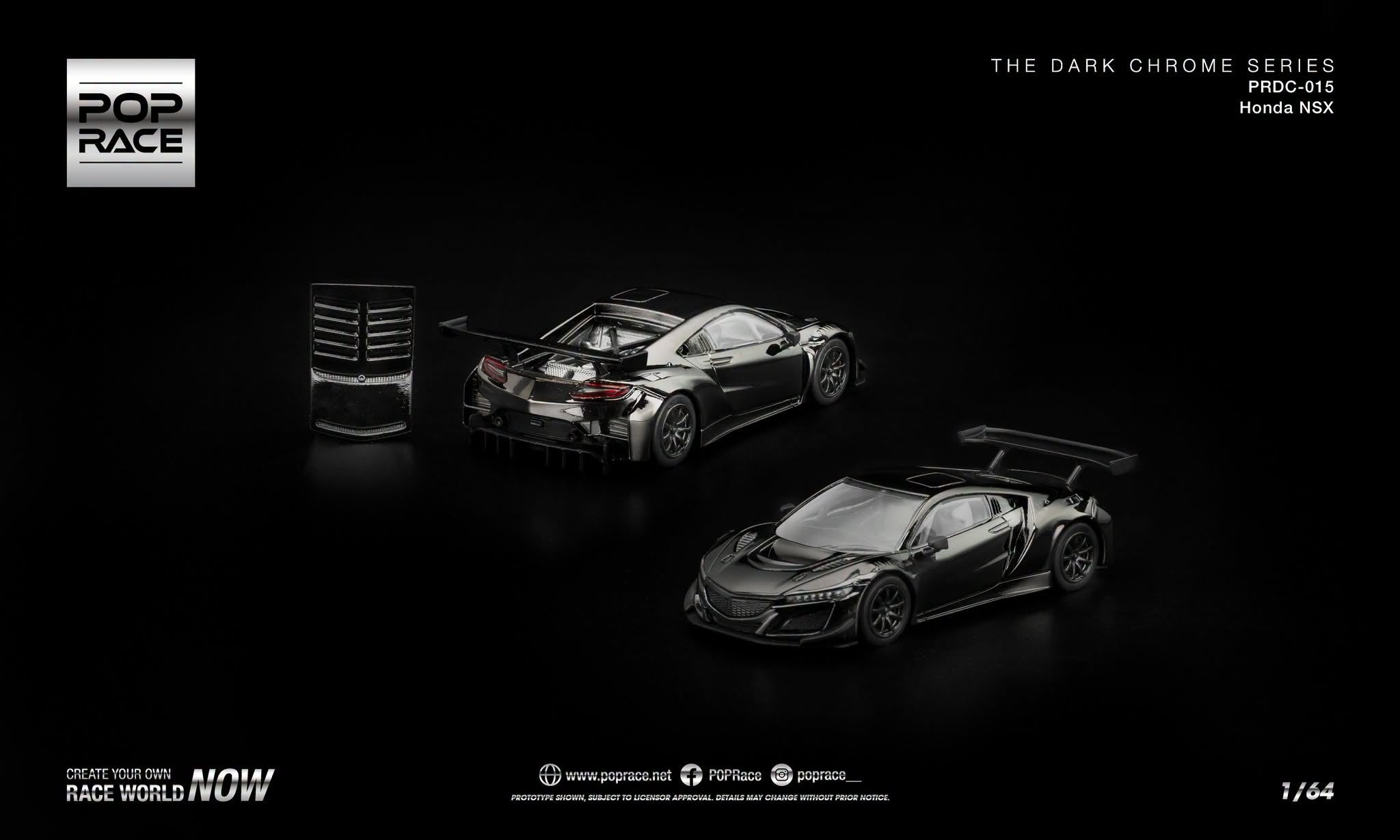 Pre-Order] Pop Race HONDA NSX GT3 EV022 - DARK CHROME PRDC015 1/64