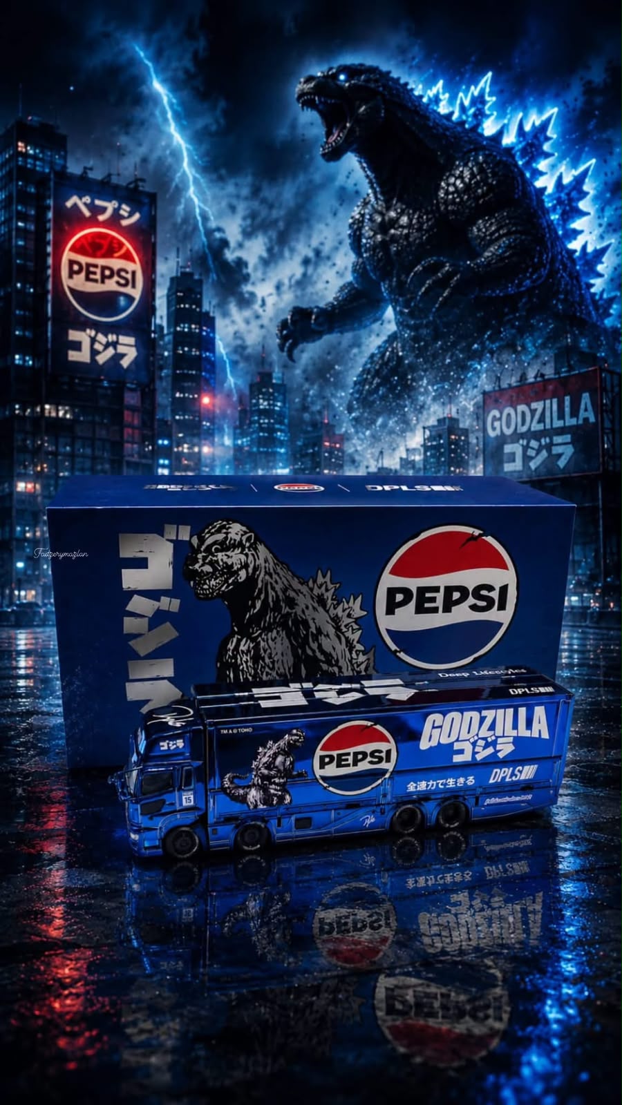 [HK ToyCar] GCD Hino 700 Godzilla x Pepsi x DPLS Hong Kong Toy Car Salon 2026 1/64 Diecast