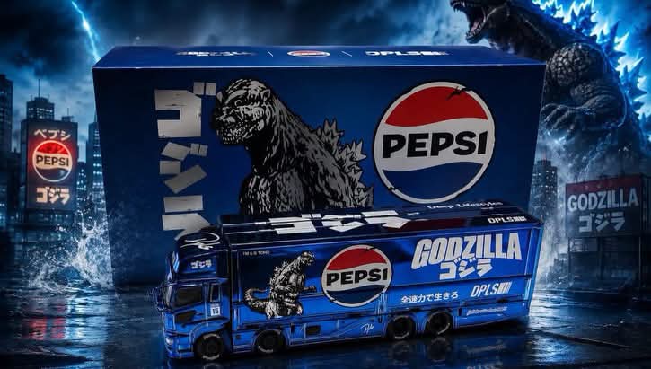 [HK ToyCar] GCD Hino 700 Godzilla x Pepsi x DPLS Hong Kong Toy Car Salon 2026 1/64 Diecast