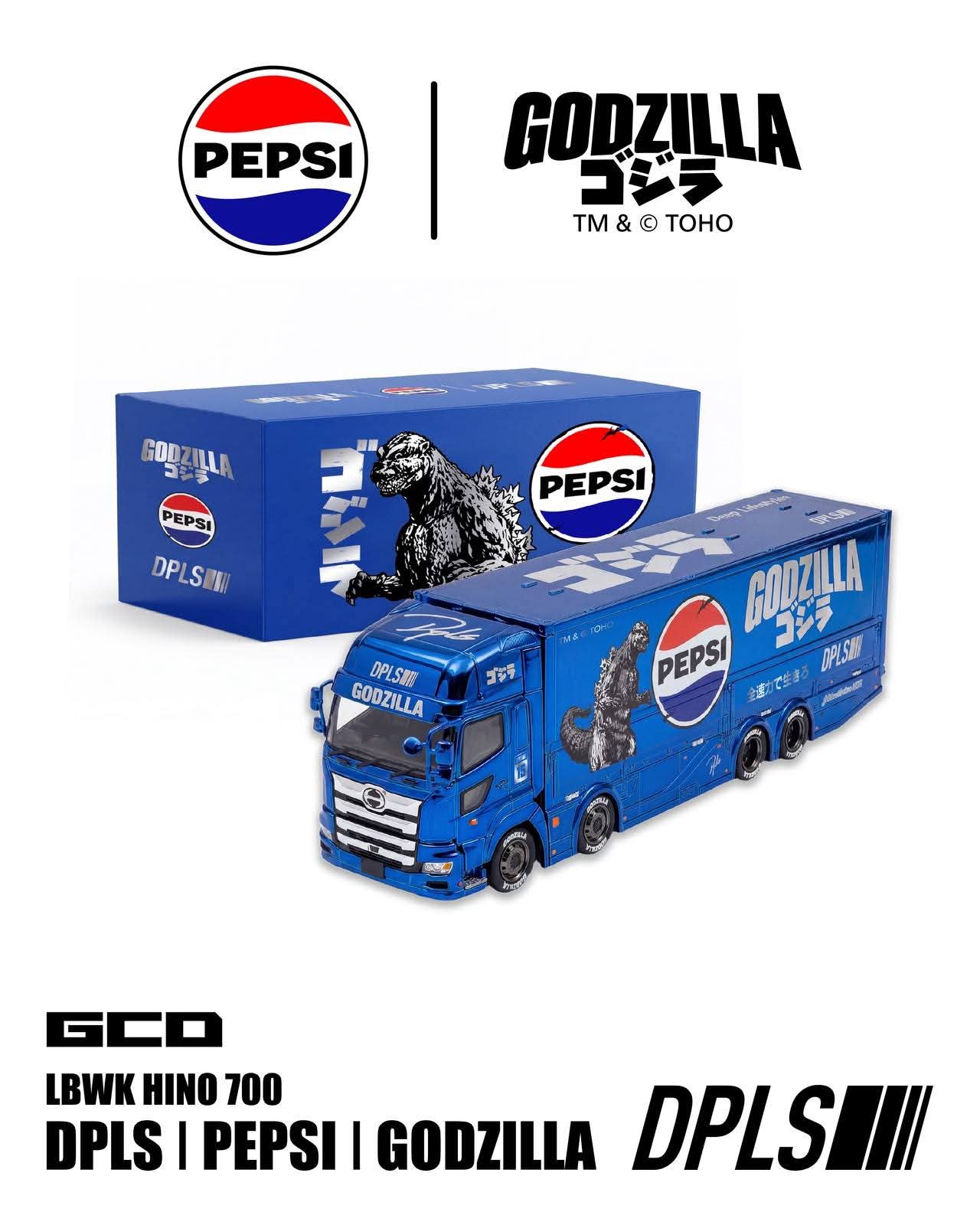 [HK ToyCar] GCD Hino 700 Godzilla x Pepsi x DPLS Hong Kong Toy Car Salon 2026 1/64 Diecast