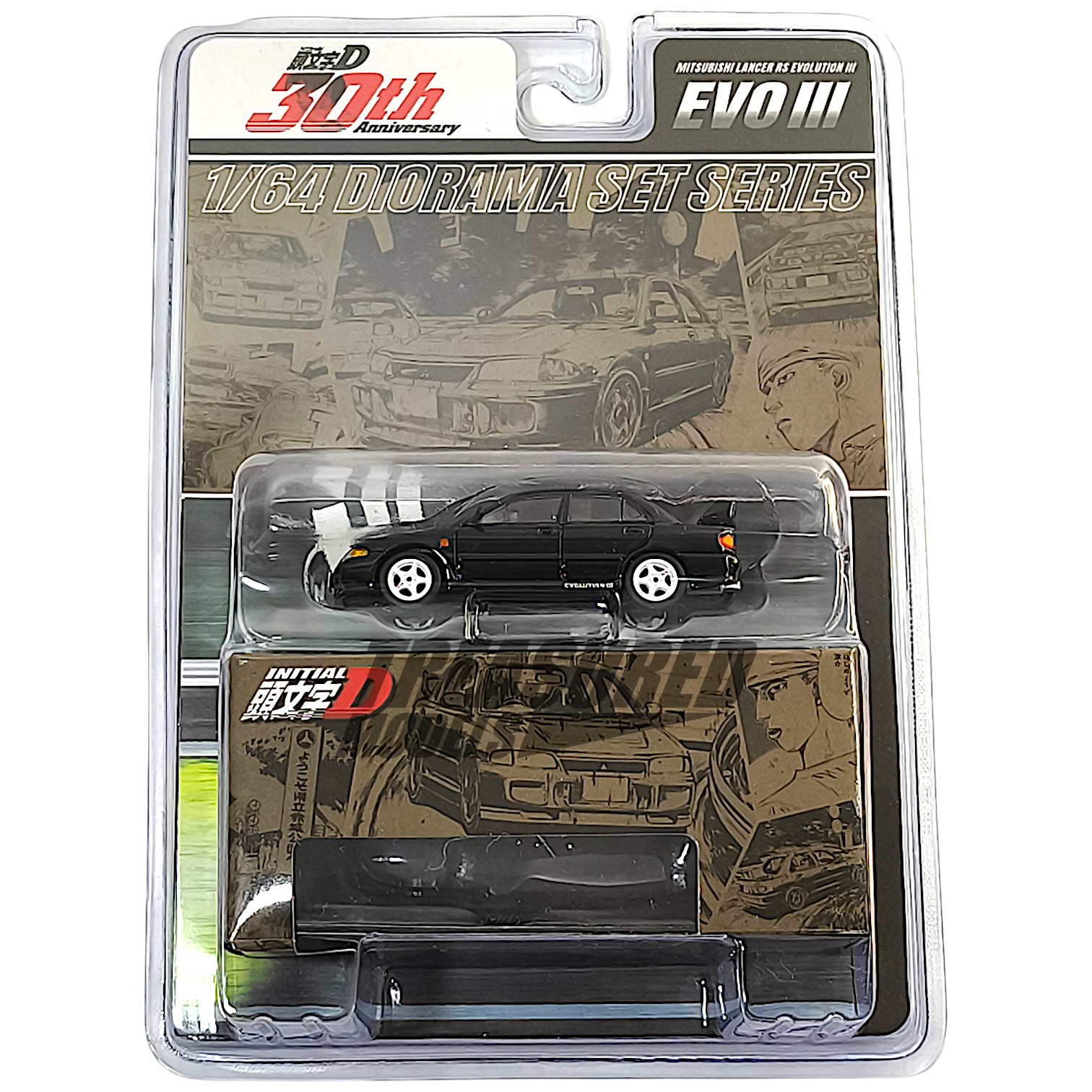 Hobby Japan Mitsubishi Lancer RS Evolution III Initial D Kyoichi Sudo VS Ryosuke Takahashi 1/64 Diecast