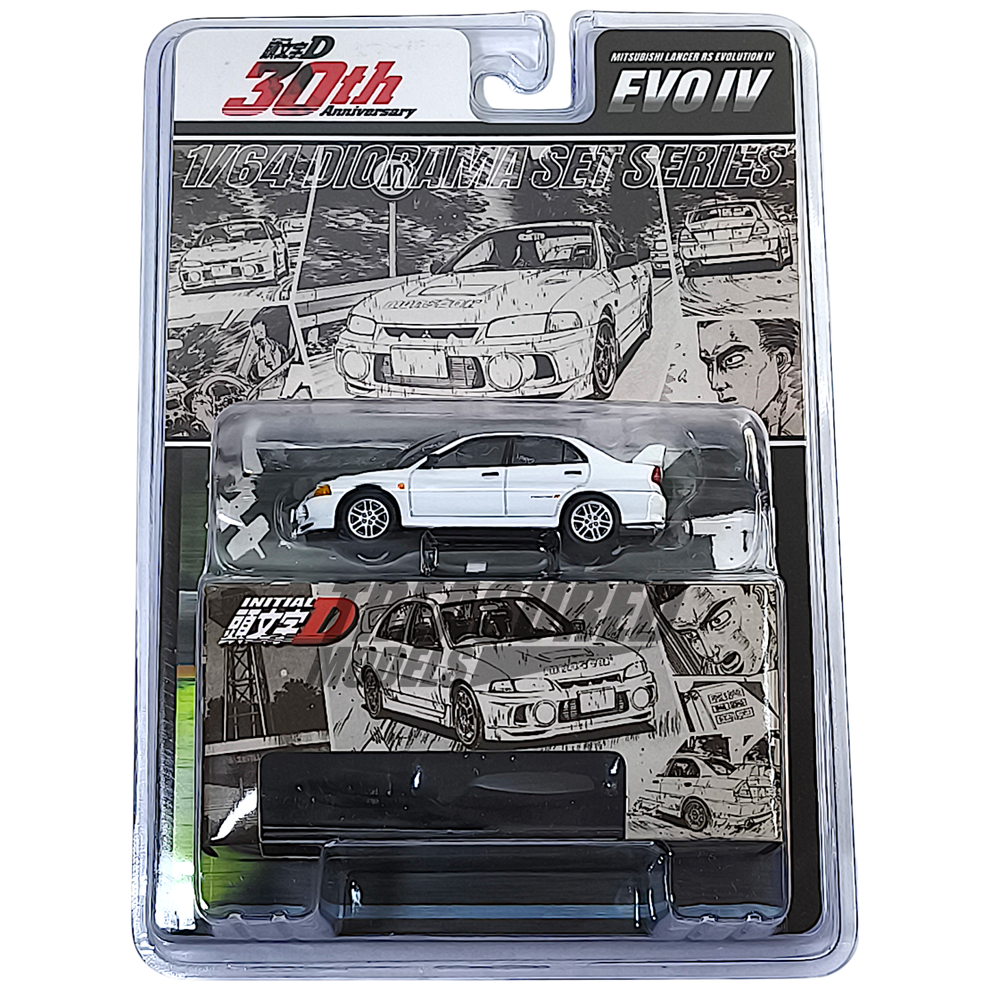 Hobby Japan Mitsubishi Lancer RS Evolution IV Initial D Seiji Iwaki VS Takumi Fujiwara 1/64 Diecast