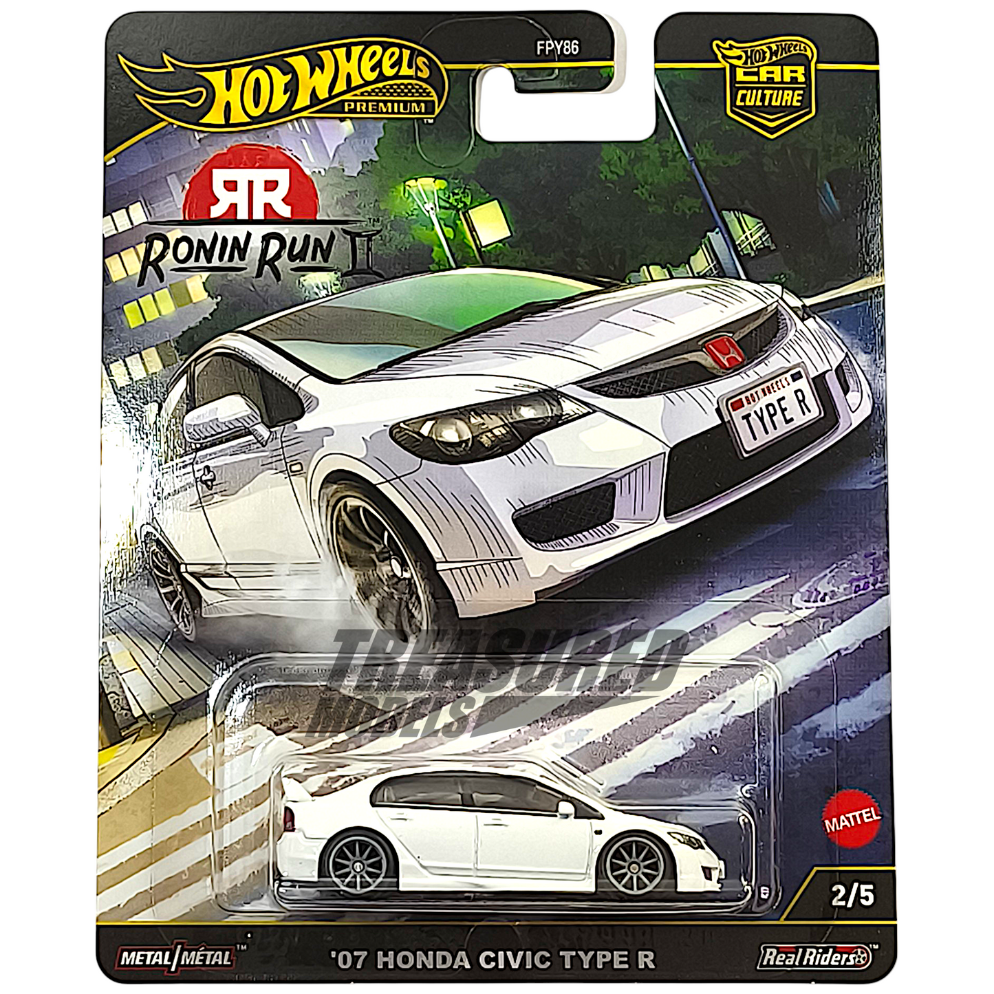 Hot Wheels Honda 07 Civic Type R FD2 Championship White 2025 Premium Car Culture Ronin Run II 1/64 Diecast