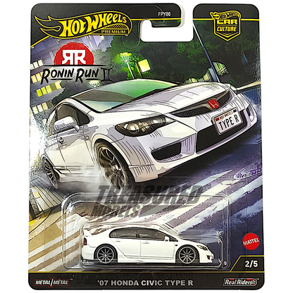 Hot Wheels Honda 07 Civic Type R FD2 Championship White 2025 Premium Car Culture Ronin Run II 1/64 Diecast
