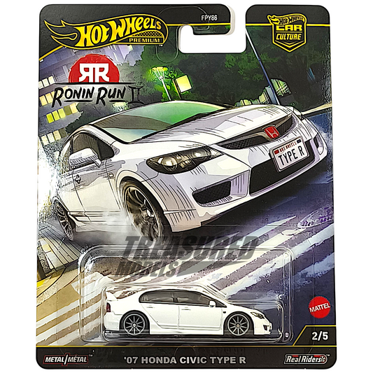 Hot Wheels Honda 07 Civic Type R FD2 Championship White 2025 Premium Car Culture Ronin Run II 1/64 Diecast