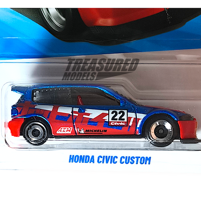 Hot Wheels Honda Civic Custom Metalflake Blue 2025 Main Line HW Reverse Rake 1/64 Diecast