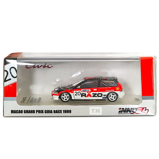 Inno64 Honda Civic EF3 Gr.A No20 RAZO Macau Guia Race 1989 Class Winner IN64-EF3-RZ 1/64 Diecast