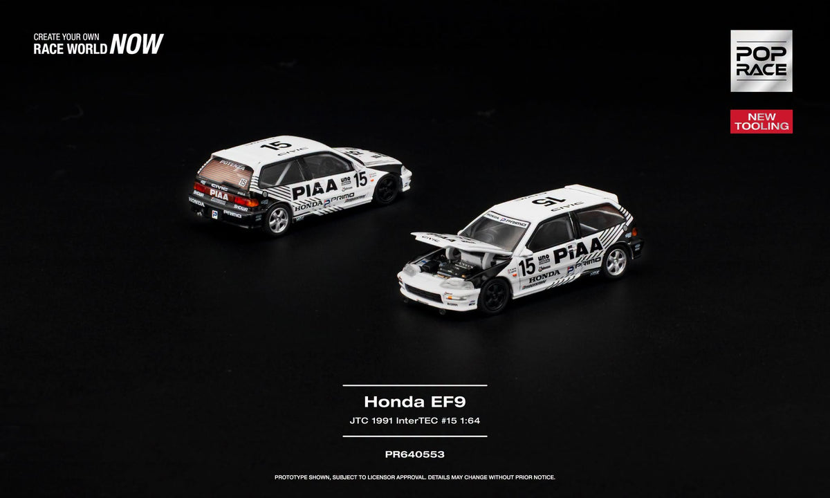 [Pre-Order] Pop Race Honda Civic EF9 #15 JTC 1991 InterTEC PR640553 1/64 Diecast