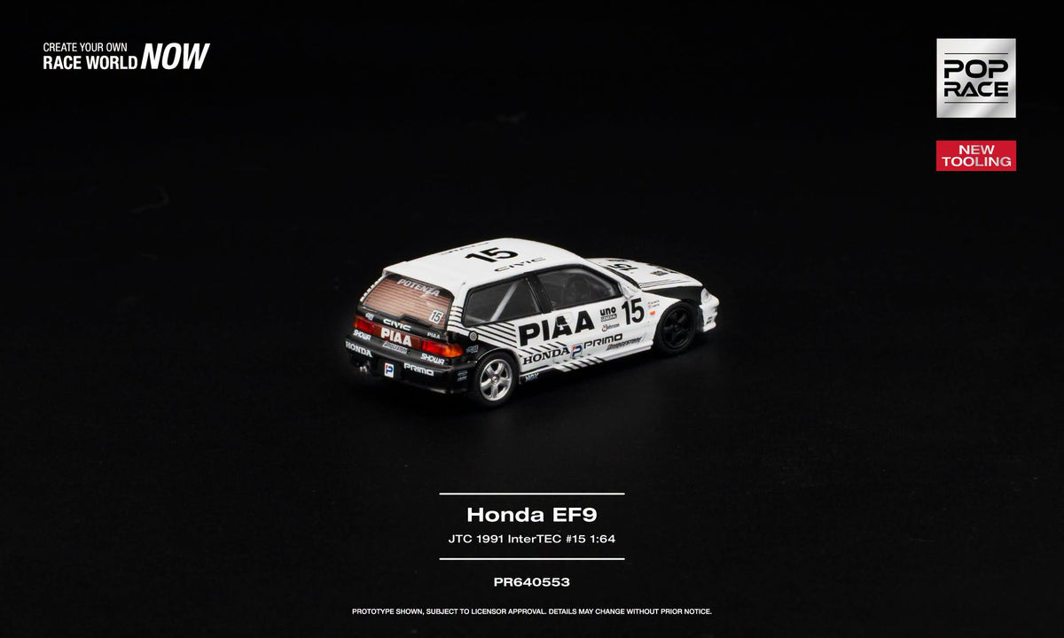 [Pre-Order] Pop Race Honda Civic EF9 #15 JTC 1991 InterTEC PR640553 1/64 Diecast