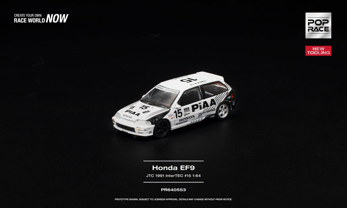 [Pre-Order] Pop Race Honda Civic EF9 #15 JTC 1991 InterTEC PR640553 1/64 Diecast