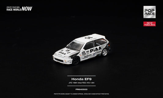 [Pre-Order] Pop Race Honda Civic EF9 #15 JTC 1991 InterTEC PR640553 1/64 Diecast