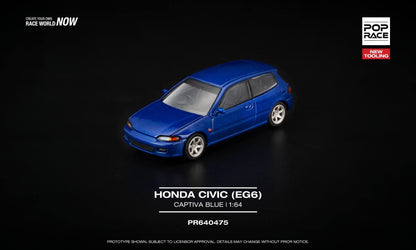 [Pre-Order] Pop Race Honda Civic EG6 Captiva Blue PR640475 1/64 Diecast