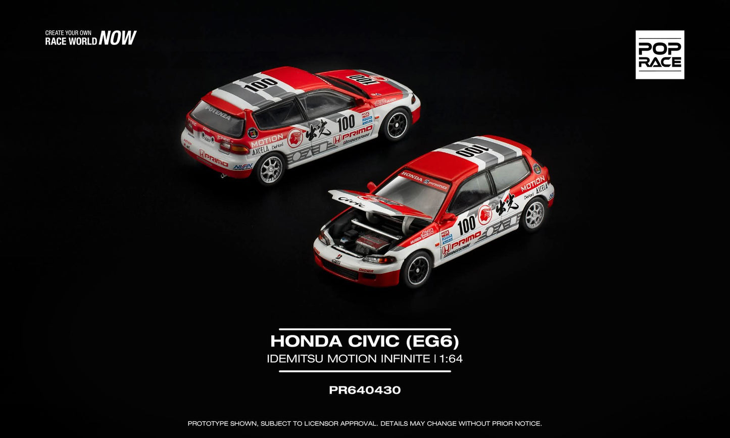 [Pre-Order] Pop Race Honda Civic EG6 Idemitsu Motion Infinite PR640510 1/64 Diecast