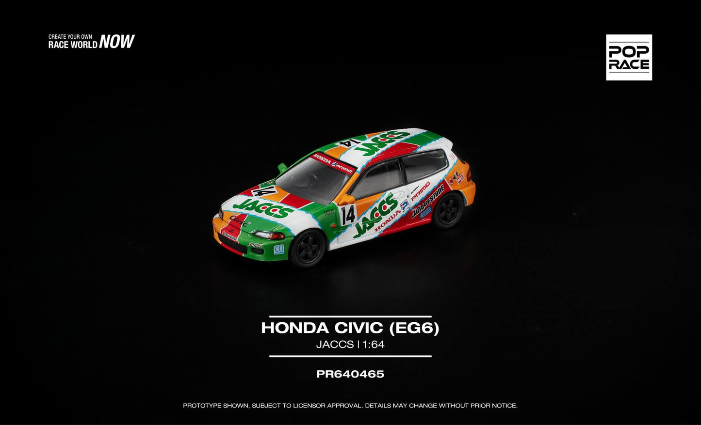 [Pre-Order] Pop Race Honda Civic EG6 Jacos PR640465 1/64 Diecast