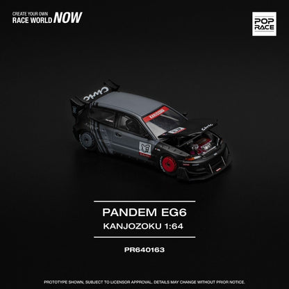 Pop Race Honda Civic EG6 Pandem Kanjozoku PR640163 1/64 Die Cast