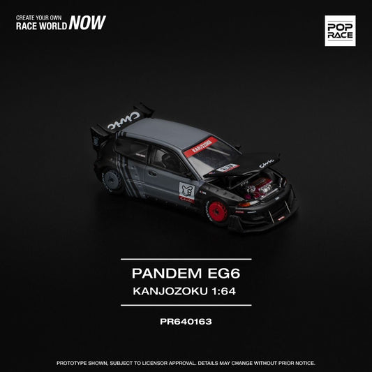 Pop Race Honda Civic EG6 Pandem Kanjozoku PR640163 1/64 Die Cast