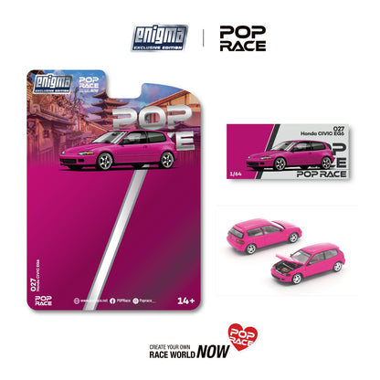 [Pre-Order] Pop Race Honda Civic EG6 Pink Enigma Exclusive PRE027 1/64 Diecast