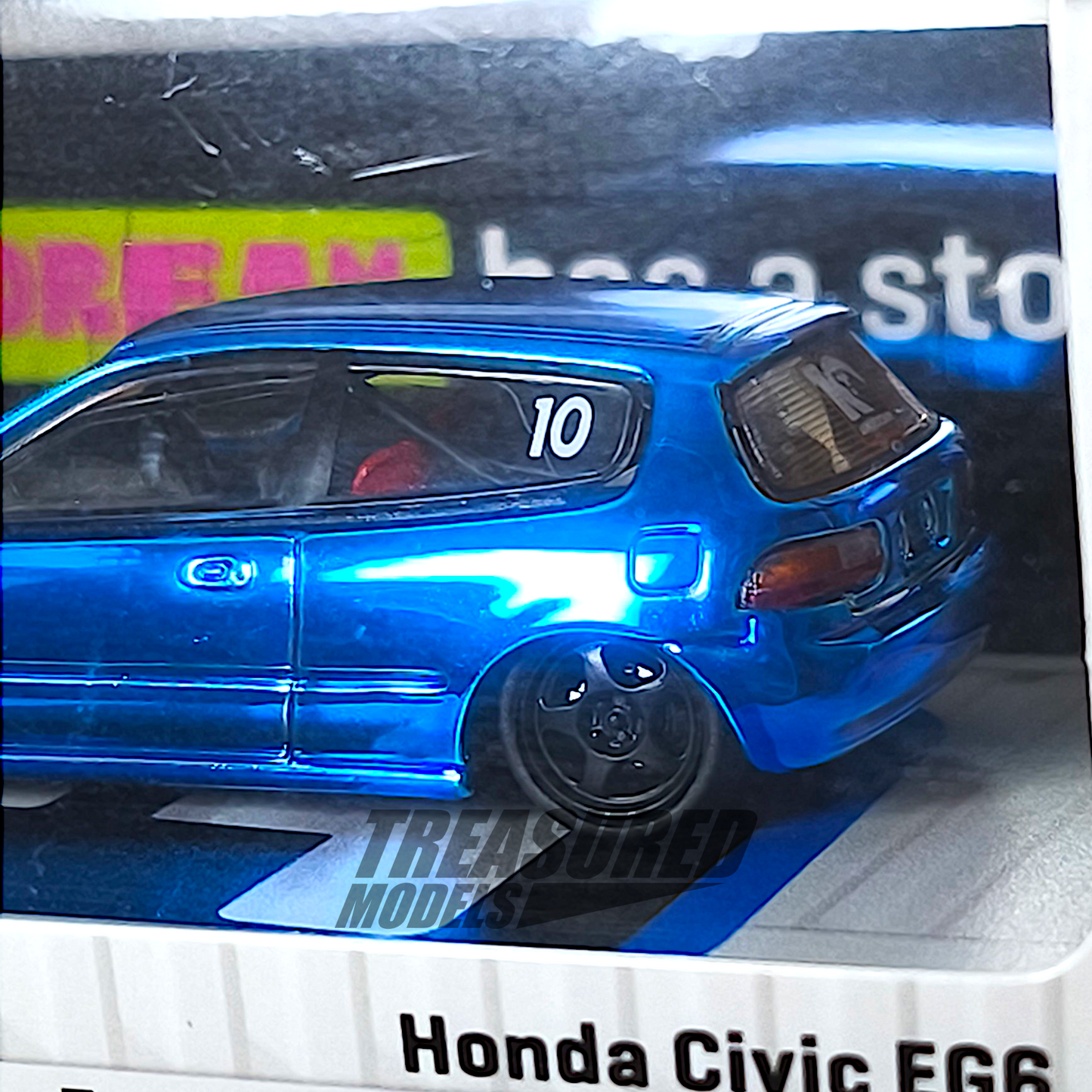 Tarmac Works Honda Civic EG6 Tarmac Works 10th Anniversary Dinner Exclusive Chrome Blue 1/64 Diecast