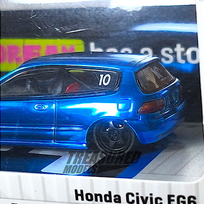 Tarmac Works Honda Civic EG6 Tarmac Works 10th Anniversary Dinner Exclusive Chrome Blue 1/64 Diecast