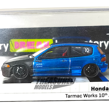 Tarmac Works Honda Civic EG6 Tarmac Works 10th Anniversary Dinner Exclusive Chrome Blue 1/64 Diecast