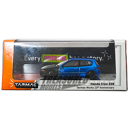 Tarmac Works Honda Civic EG6 Tarmac Works 10th Anniversary Dinner Exclusive Chrome Blue 1/64 Diecast
