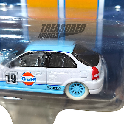 Johnny Lightning CHASE+Regular Honda Civic EK9 Chase Gulf 1 of 3600 Mijo Exclusive 1/64 Diecast