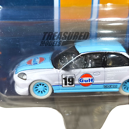 Johnny Lightning CHASE+Regular Honda Civic EK9 Chase Gulf 1 of 3600 Mijo Exclusive 1/64 Diecast
