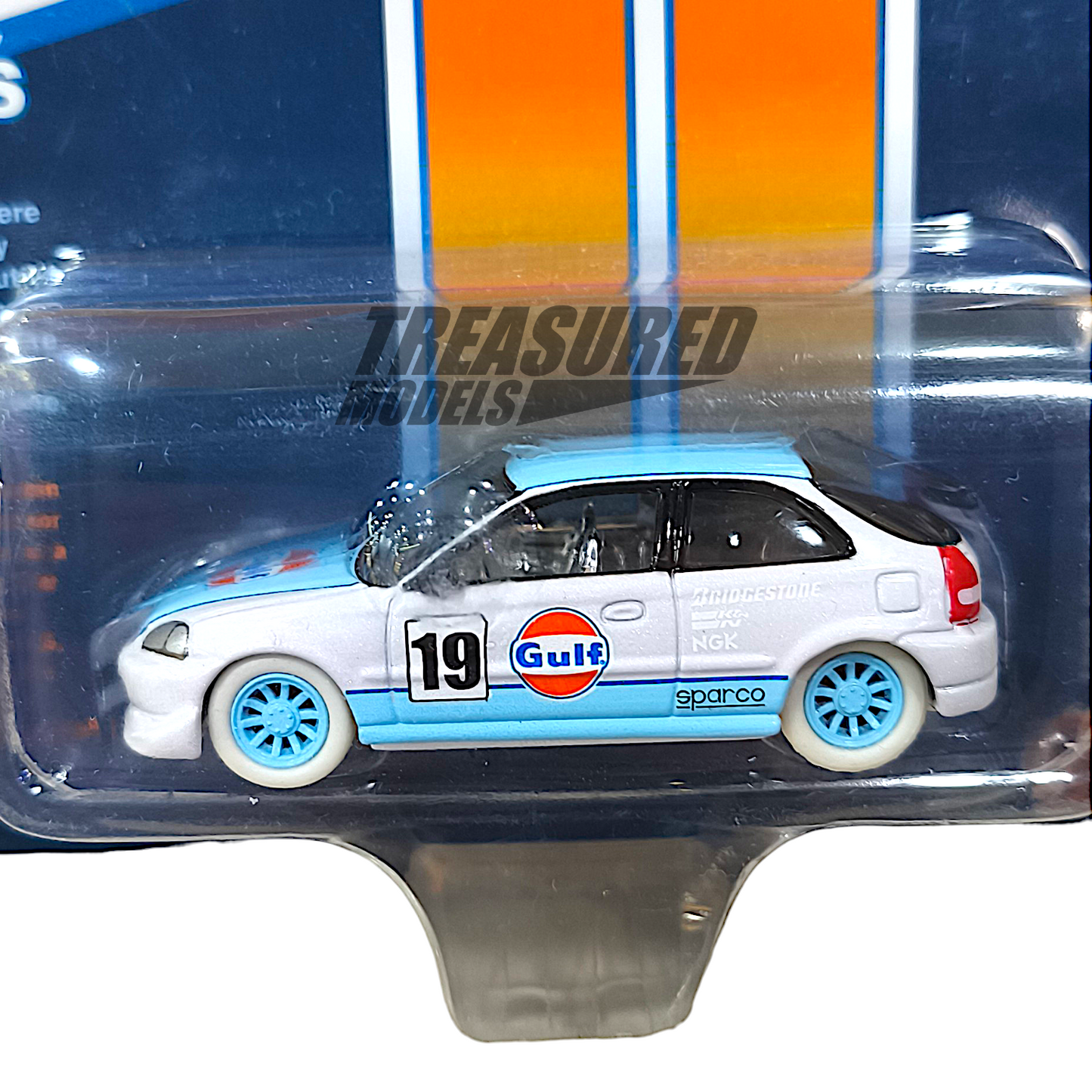 Johnny Lightning CHASE+Regular Honda Civic EK9 Chase Gulf 1 of 3600 Mijo Exclusive 1/64 Diecast