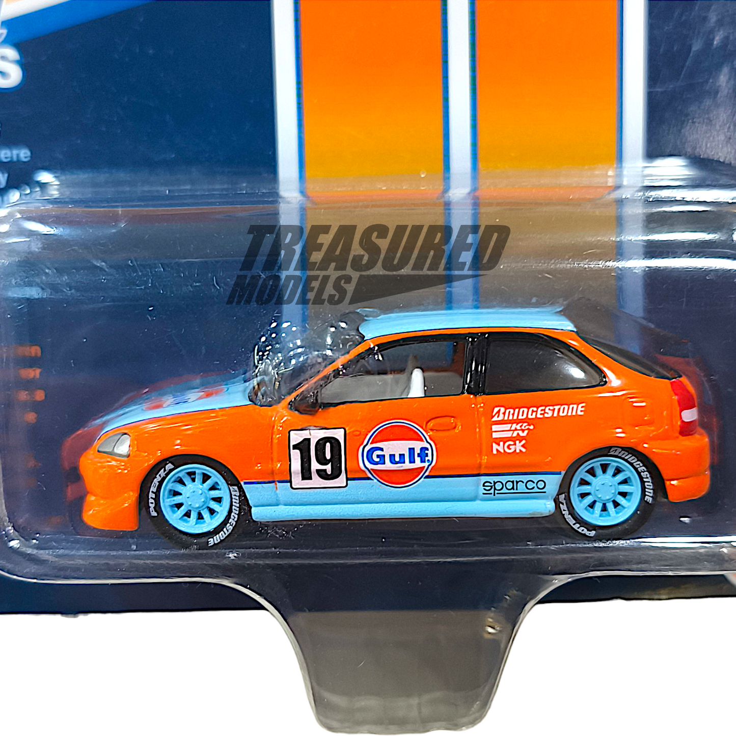Johnny Lightning CHASE+Regular Honda Civic EK9 Chase Gulf 1 of 3600 Mijo Exclusive 1/64 Diecast