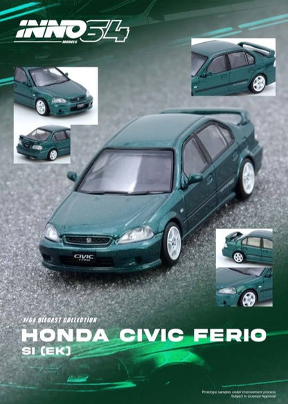 Inno64 Honda Civic Ferio Si EK Green IN64-EKS-GREEN 1/64 Diecast