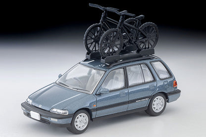 TomyTEC Tomica Limited Vintage NEO Honda Civic Shuttle RT X Blue 1990 w Figure and Mountain Bike LV-N297c 1/64 Diecast