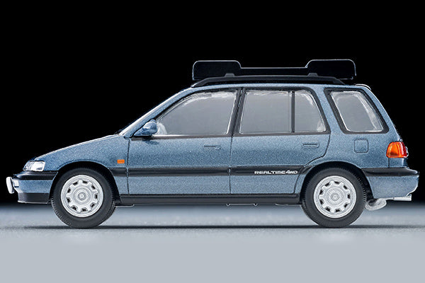 TomyTEC Tomica Limited Vintage NEO Honda Civic Shuttle RT X Blue 1990 w Figure and Mountain Bike LV-N297c 1/64 Diecast