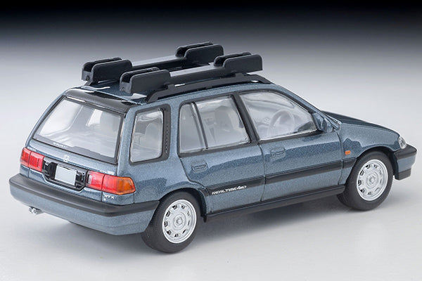 TomyTEC Tomica Limited Vintage NEO Honda Civic Shuttle RT X Blue 1990 w Figure and Mountain Bike LV-N297c 1/64 Diecast